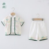 套装 新中式 短袖 夏季 宝宝复古男孩国学演出服 男童汉服国风儿童唐装