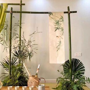 中式户外展周岁架竹竿框架子荷花婚宴竹筒黄迎宾礼装饰庆道具背景
