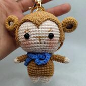 可爱卡通手工编织小猴子肖 超小包挂玩偶挂件毛线动物织萌生 钩饰
