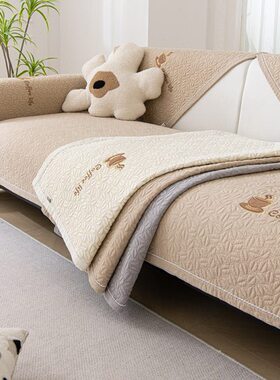 宏简约棉布高端盖布新款防滑沙发垫现代坐垫套羽罩四季通用轻奢