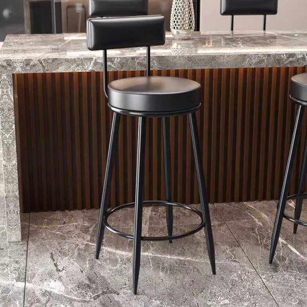 高脚凳铁艺高椅子黑色酒吧椅吧台椅2024桌椅新款复古家用靠背吧凳