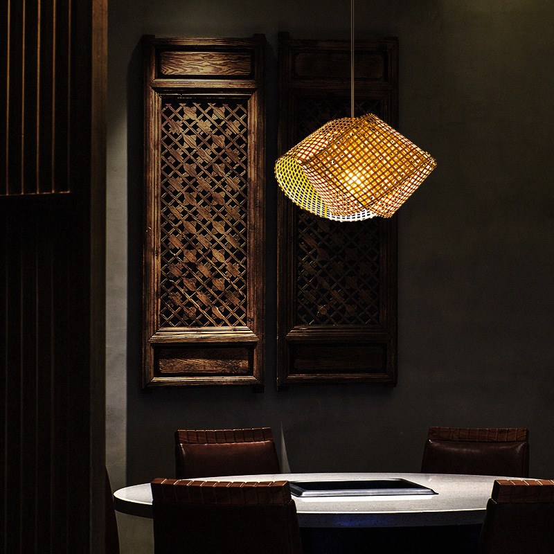 中式竹编竹艺吊灯日式榻榻米灯餐厅酒店火锅店民宿U东南亚风格灯
