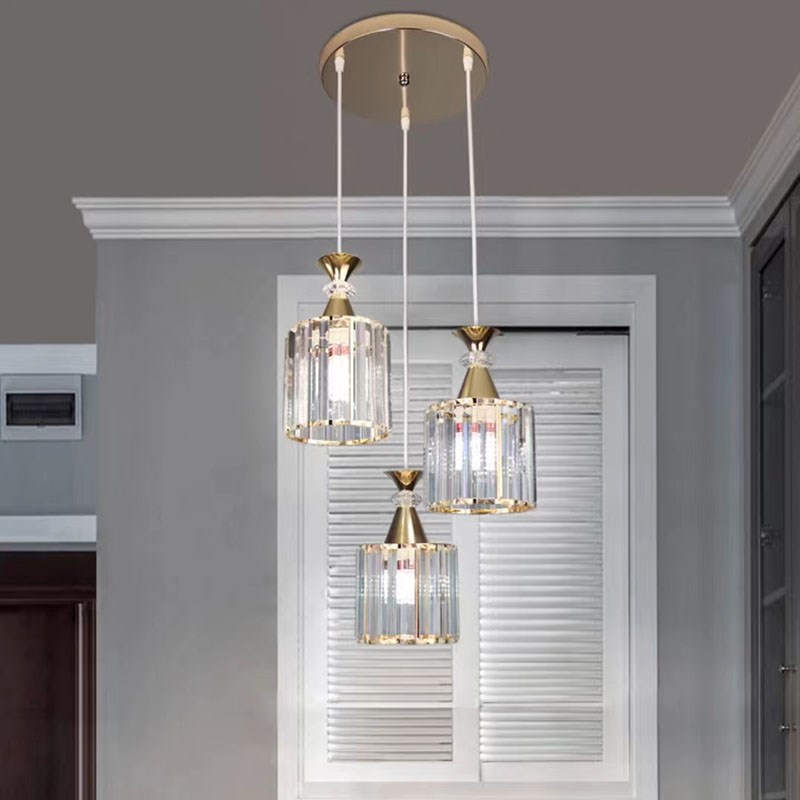 9U餐厅吊灯g三头饭厅灯圆形现代简约家用轻奢水晶餐桌餐吊灯具新