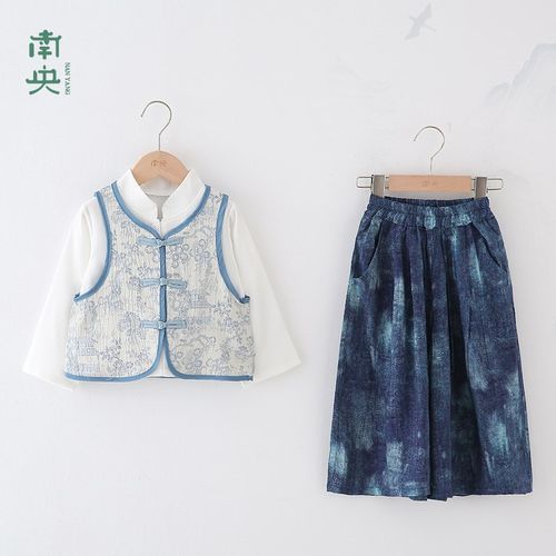 新中式国风童装汉服男童套装春秋季儿童唐装国学古装女童古风演出