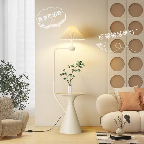 落地灯客厅百褶美式复古风轻奢高档沙发床头卧室书房置物茶几灯具