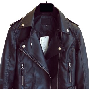 修身 2025新款 春秋款 百搭小外套PU皮衣女短款 翻领机车皮夹克潮 韩版