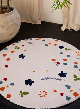 TipToe错撩 圆形地毯卧室客厅床边毯爬爬垫加厚女孩书房地垫阅读