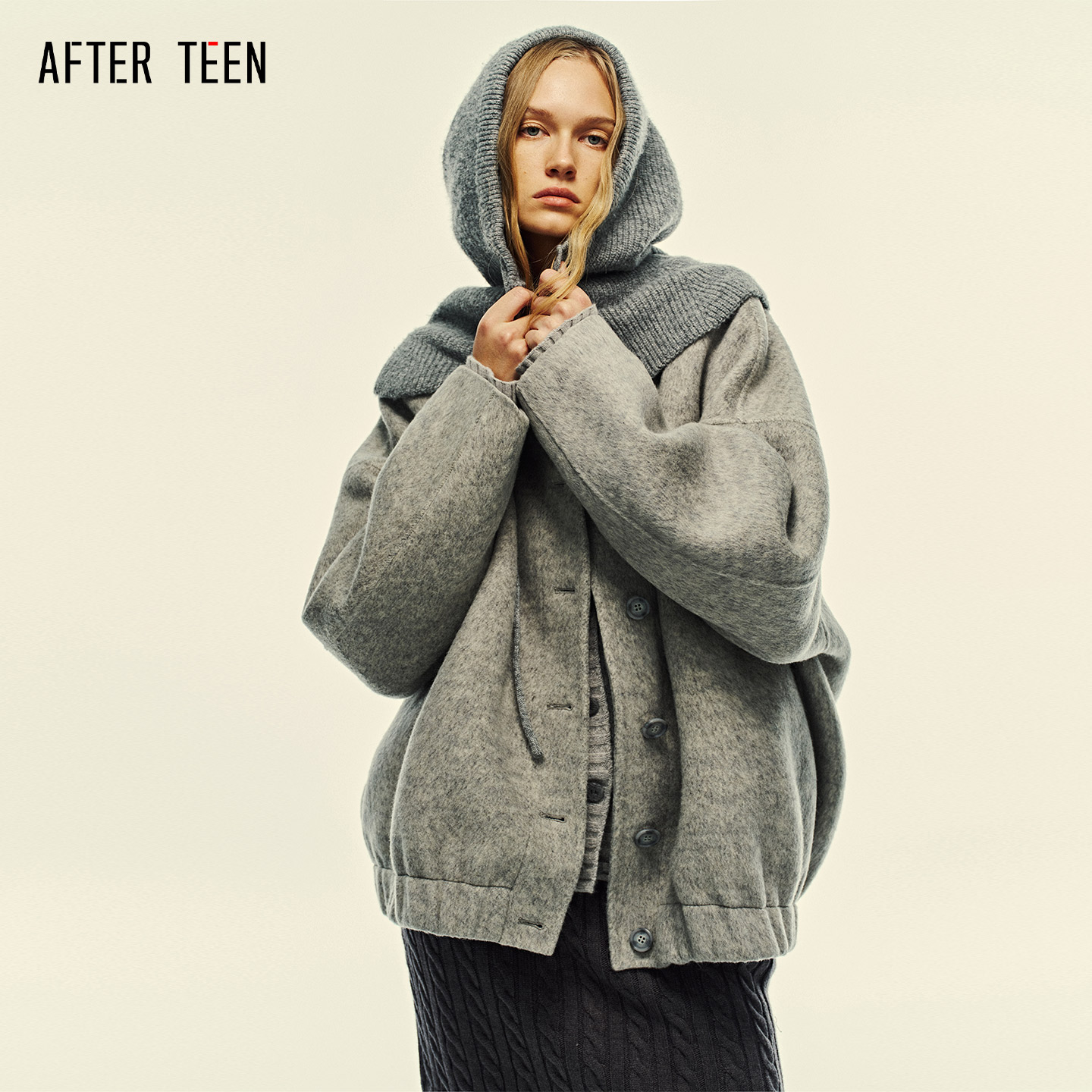 AT「摩登都市｜实用主义」可拆卸帽子宽松廓形羊毛双面呢大衣外套