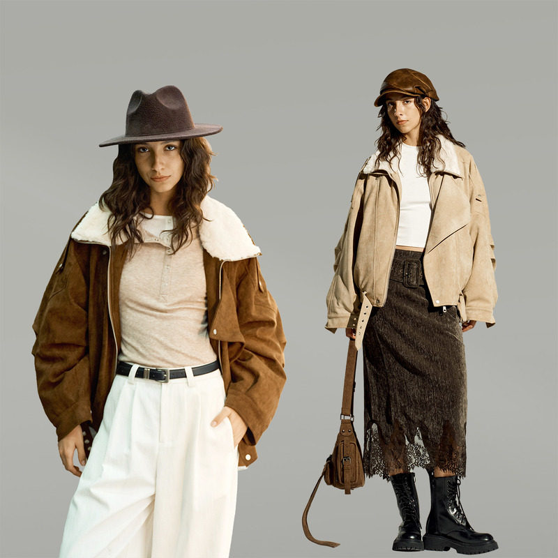 AFTER TEEN 领派克羽绒服 灯芯绒半身裙