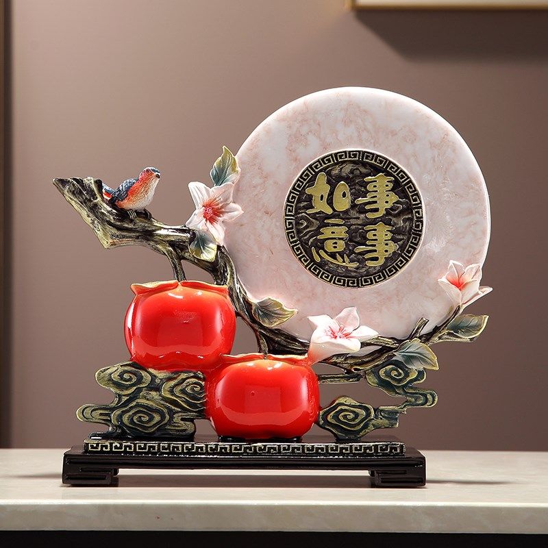 新中式创意家居装饰摆件柿柿如意客厅玄关电视柜办公室工艺品乔迁,家居饰品,装饰摆件,淘宝优惠券,粉丝福利购,淘宝优惠卷