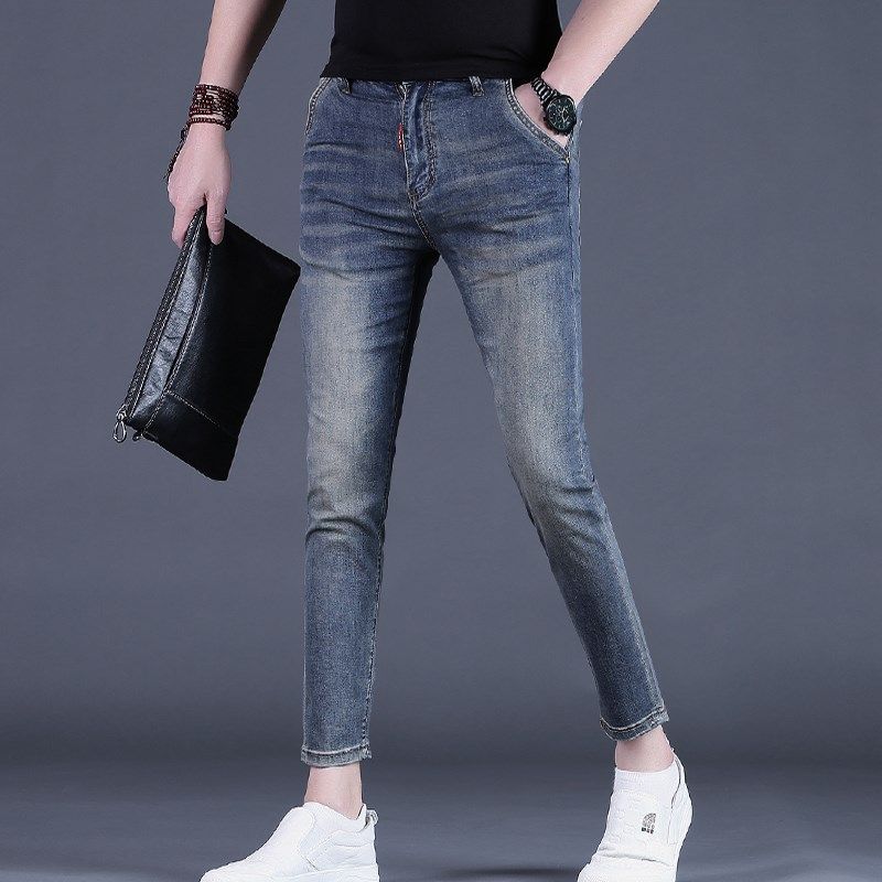 九分裤男夏季牛仔裤男士潮流弹力修身小脚9分休闲裤子男裤24薄款