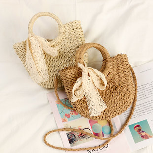 斜跨草编包法式 女包迷你小包 藤编包草包编织包沙滩包淑女2021新款
