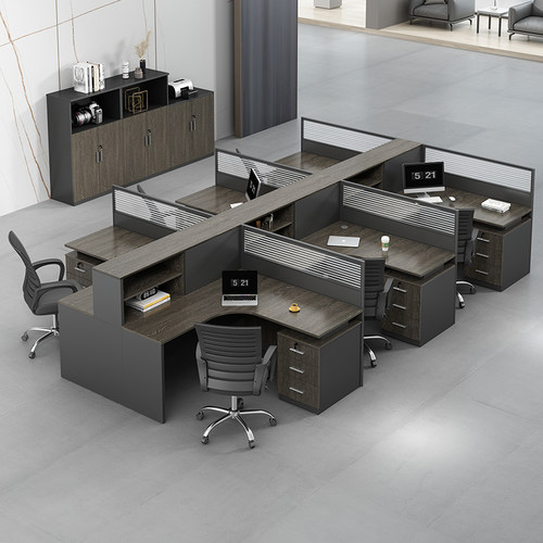 职员办公桌椅组合简约现代屏风卡座4/6人工位财务办公室办公家具