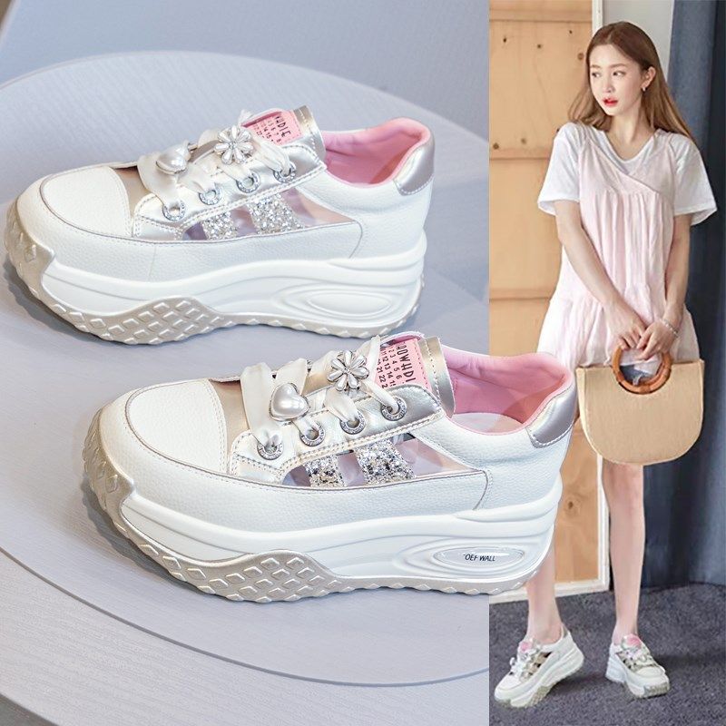 真皮爆款镂空透气老爹鞋女夏新款厚底百搭轻便包头凉鞋休闲运动鞋