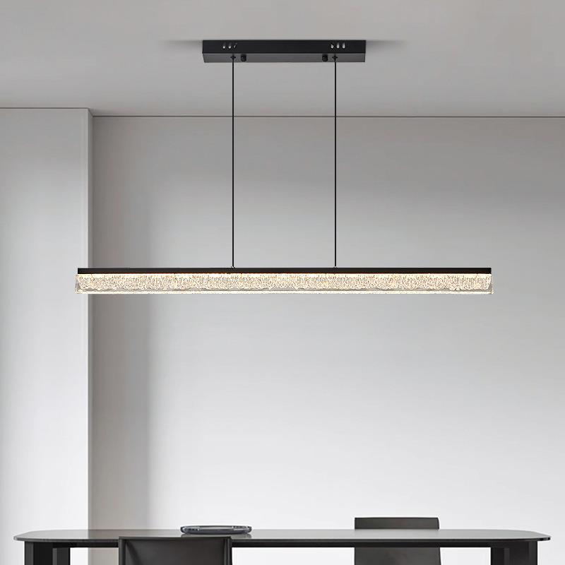 意式极简冰川纹亚克力全光谱现代简约吧岛台饭桌一字长条餐厅吊灯