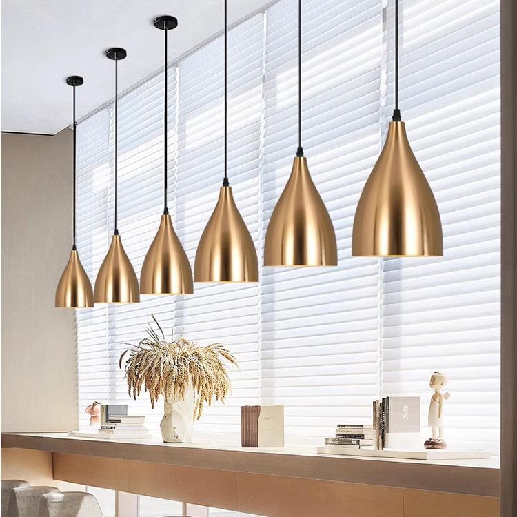 单头金色餐饮铜色餐厅吧台店铺商用吊灯火锅店自助餐酒吧工业风灯