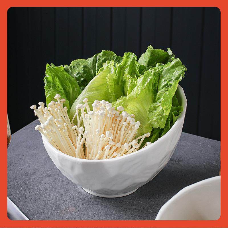 石纹斜口沙拉碗陶瓷餐具商用串串火锅蘸料调料凉菜展示生菜蔬菜桶