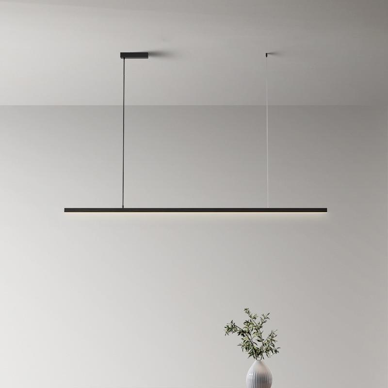 餐厅吊灯现代简约北欧极简餐桌吧台办公室led一字长条设计师灯具