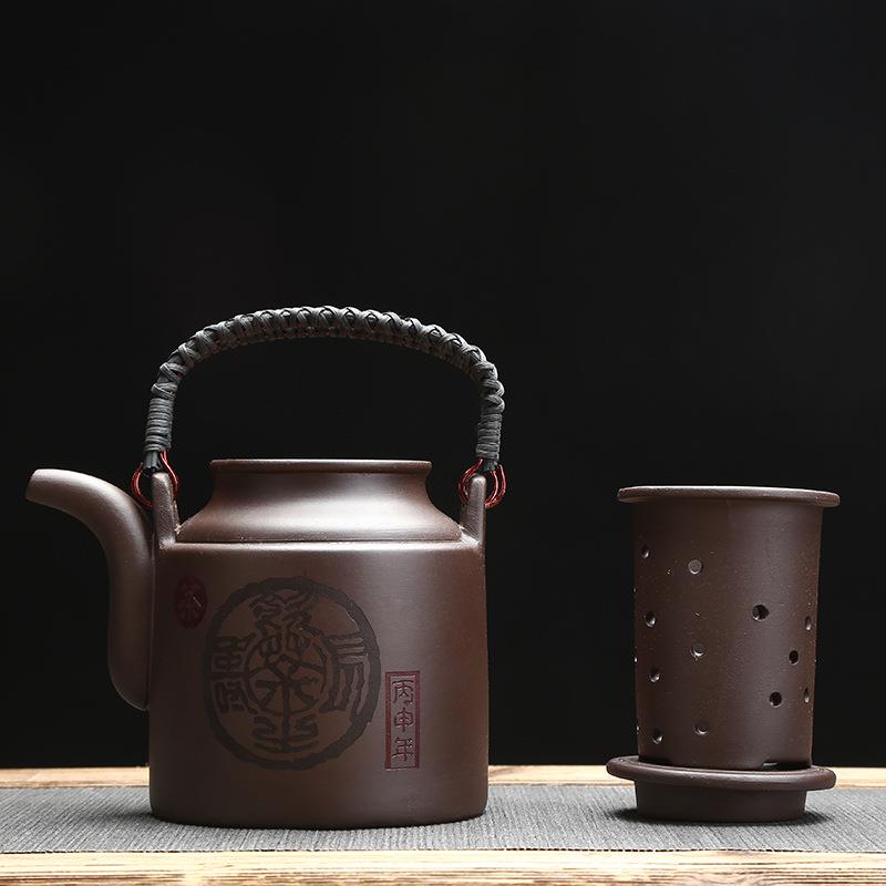 5ZW宜兴紫砂壶大容量家用提梁壶大茶壶带过滤内胆泡茶壶紫砂