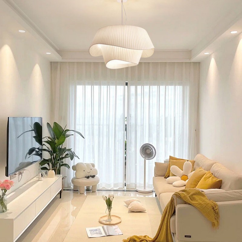 法式布艺吊灯现代简n约客厅灯温馨奶油餐厅灯具创意个性卧室灯具