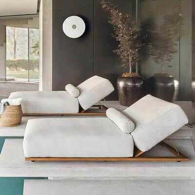 户外躺床室外躺椅花园民宿天柚木别墅躺床酒店露台防水泳池露庭院