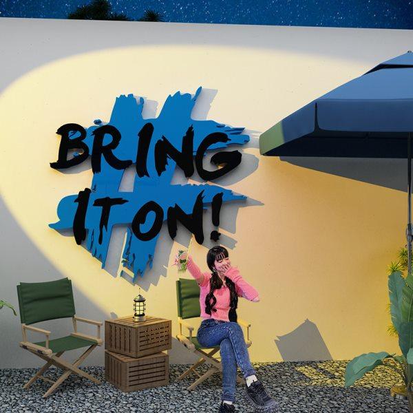 网红拍照区布置打卡场背造景互动露营风户外墙面装饰咖啡店厅蓝色,家居饰品,文化墙贴,淘宝优惠券,粉丝福利购,淘宝优惠卷