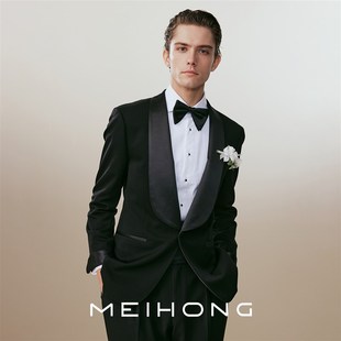 【塔士多系列】黑色婚礼服上衣西服宴会正装正式上衣戗驳领青果领