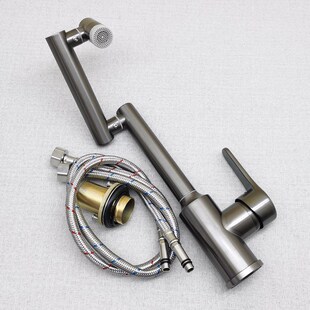 外面尾货枪灰色滚珠不锈钢冷热水龙头厨房万向折叠水槽龙头防溅水