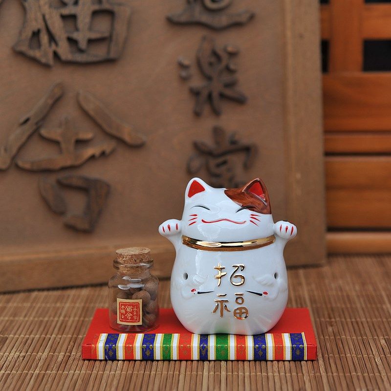 日式招福招财猫陶瓷香插香座香盘香托线香底座香薰炉家用装饰摆件,家居饰品,香薰炉,淘宝优惠券,粉丝福利购,淘宝优惠卷