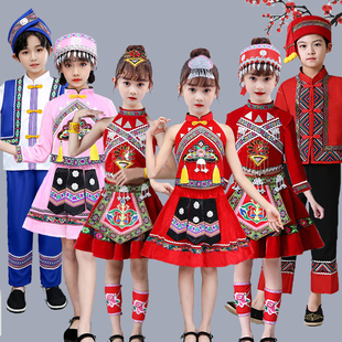 三月三少数民族服装儿童广西壮族苗族彝族布依族男童女童表演出服