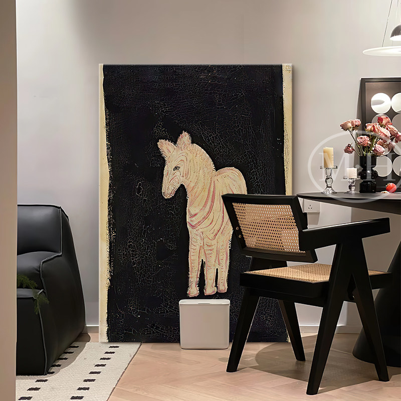 常玉小马客厅装饰画高级感大尺寸无框画餐厅边柜摆画小众艺术挂画,家居饰品,现代装饰画,淘宝优惠券,粉丝福利购,淘宝优惠卷