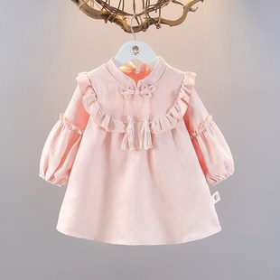 女童连衣裙春秋季复古洋气婴儿公主裙1旗袍裙3女宝宝秋天长袖裙子