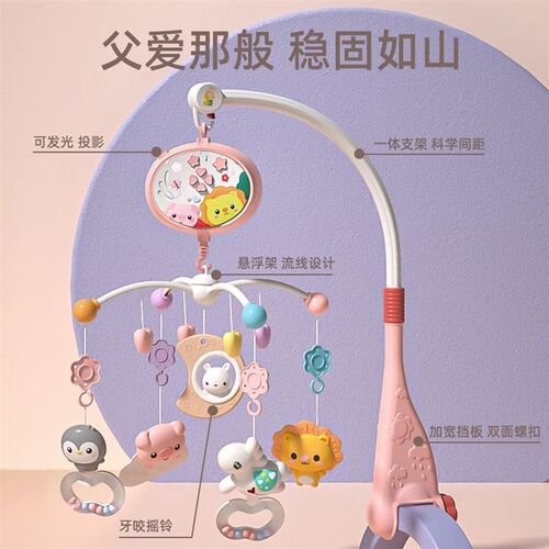 新生婴幼儿床铃投影摇铃0-1岁 音乐旋转床头铃宝宝安抚玩具床头铃
