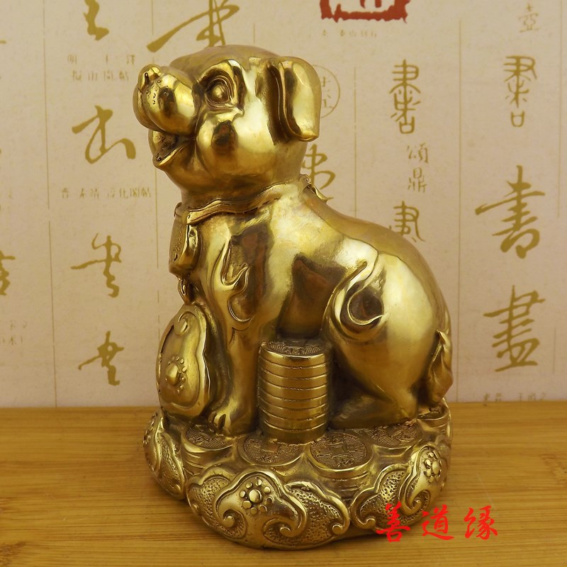 铜狗纯铜狗黄铜狗招财狗旺财狗十二生肖狗客厅桌面工艺品摆件饰品图片
