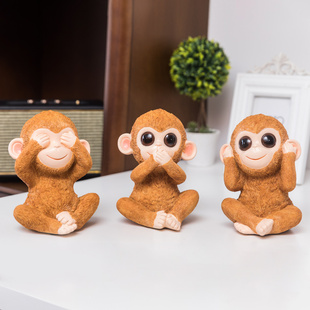 可爱三不猴子小摆件创意桌面书桌装饰品卧室房间布置摆设乔迁送礼
