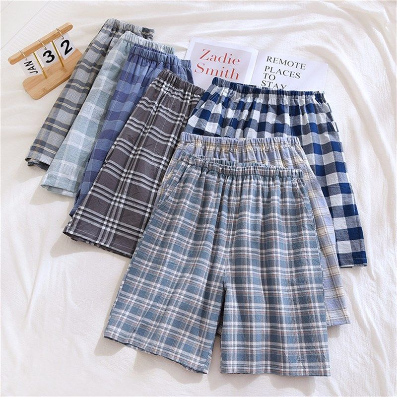 纯棉男睡裤家居短裤全棉格子水洗棉春秋夏季薄款宽松版大码可外穿,女士内衣/男士内衣/家居服,睡裤/家居裤,淘宝优惠券,粉丝福利购,淘宝优惠卷