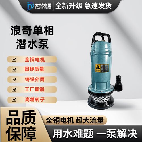 浪奇潜水泵220V污水家用井水单相高扬程V小型农用灌溉抽水机