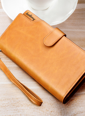 钱包男长款2020三折叠新款时尚大容量多功能拉链男士黄色招财潮牌