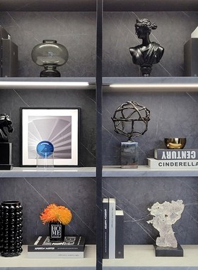 现代样板间软装饰品客厅书架轻奢家居摆件挂画杯蜡相架组合ZH2619
