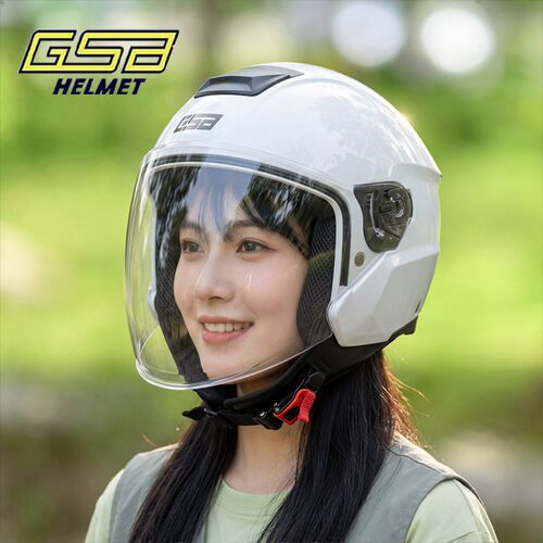 gsb268A摩托车头盔男女电动车四季机车半盔安全帽通勤四分之三盔