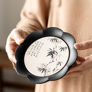 席韵堂创意速干吸水茶盘陶瓷茶托盘小型家用壶承干泡台茶道配件