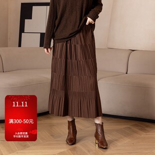 气质大码百褶裙宽松显瘦秋季新款女士时尚法式复古高品位半身裙