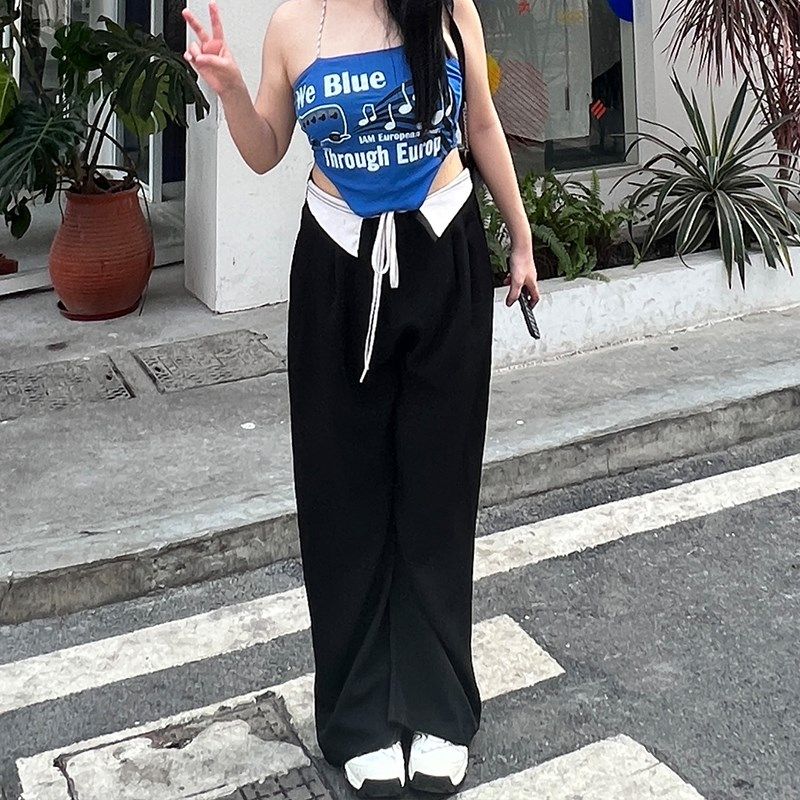 300斤大码女装胖mm撞色绑带垂感休闲西裤高腰宽松遮肉黑色西装裤,女装/女士精品,大码裤装,淘宝优惠券,粉丝福利购,淘宝优惠卷