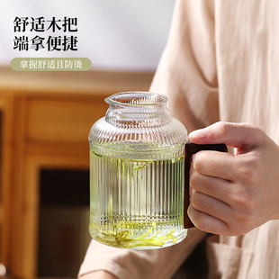 玻璃泡茶杯办公室个人专用水杯男女士大容量家用带把手小暖壶杯子