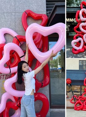 镂空爱心气球网红装饰七夕情人节日拍照道具打卡区场景布置背景墙