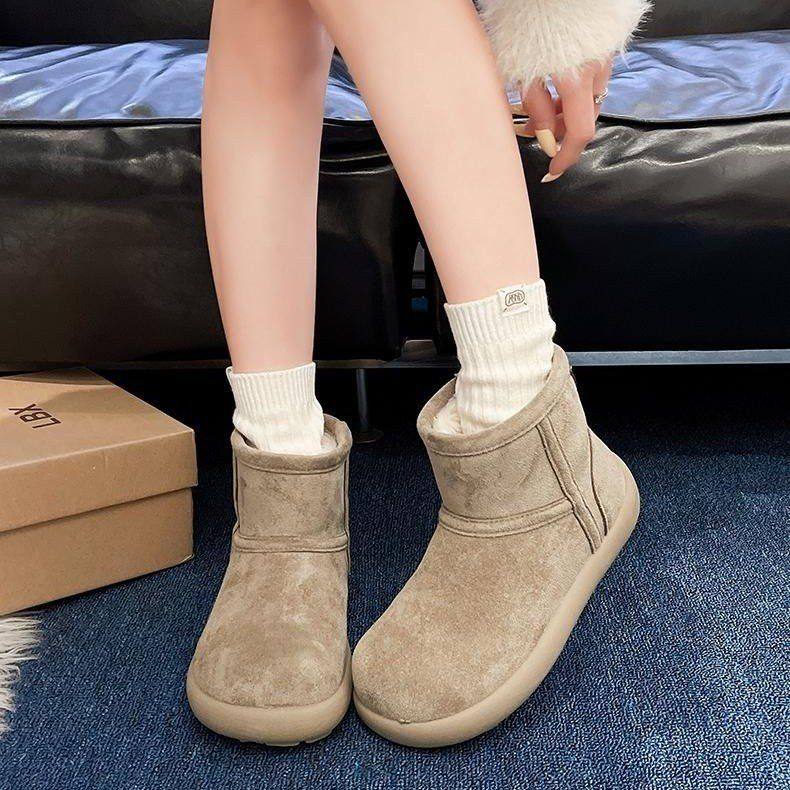 厚底雪地靴女冬季女鞋2025新款复古加绒保暖防滑棉鞋皮毛一体短靴,居家布艺,居家棉拖/棉鞋,淘宝优惠券,粉丝福利购,淘宝优惠卷