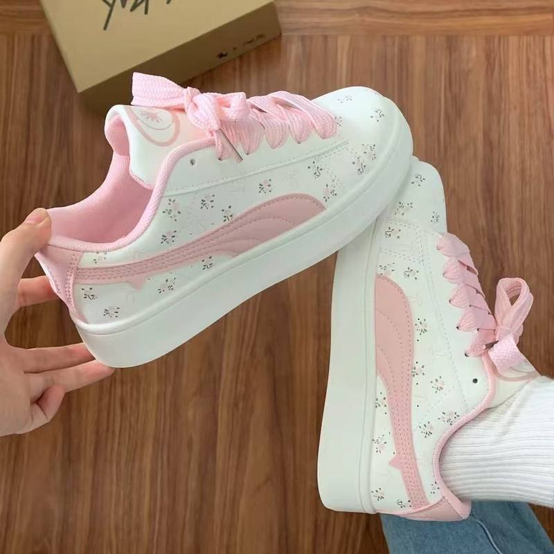 四季休闲鞋女鞋2025季韩系小白鞋透气高颜值学生百搭印花面包板鞋,女鞋,休闲板鞋,淘宝优惠券,粉丝福利购,淘宝优惠卷