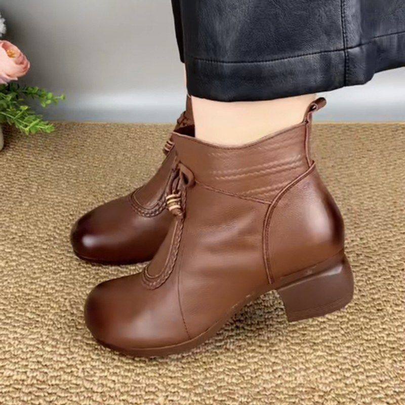低跟短靴女鞋秋冬新款圆头软底舒适百搭气质粗跟短单靴棉靴马丁靴,女鞋,时装靴,淘宝优惠券,粉丝福利购,淘宝优惠卷