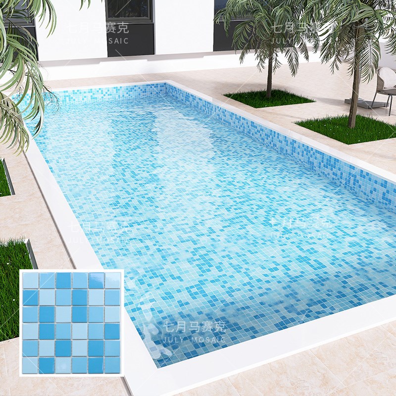 游泳池陶瓷蓝色地中海q马赛克水鱼池景观池瓷砖浴池温泉室内外防