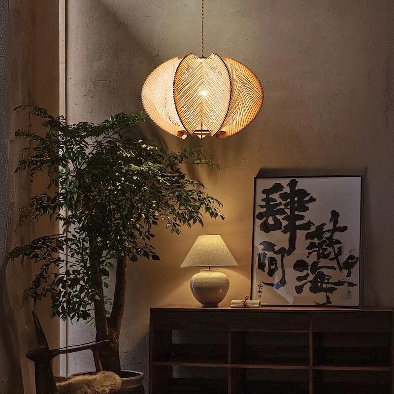 新中式侘寂风吊灯m餐厅吧台卧室茶室禅意民宿客厅日式复古木艺灯
